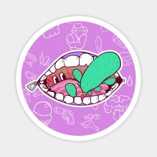 Dope taste of the mouth cartoon illustration Magnet